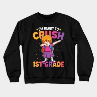 Dabbing Girl First Grade Funny Back To School Gift Crewneck Sweatshirt